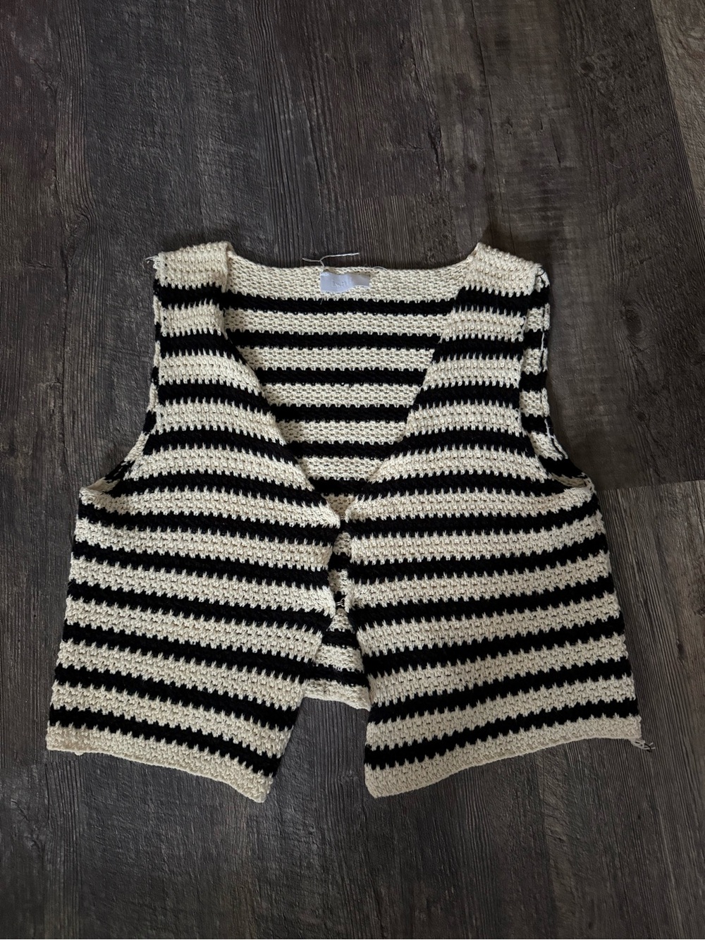 Isalis Crochet Cream and Black Cardigan Vest